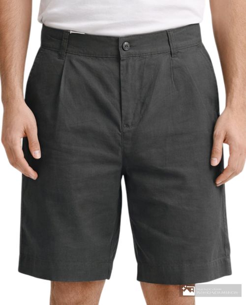 Short chino de lino Gents verde olivo heather para hombre