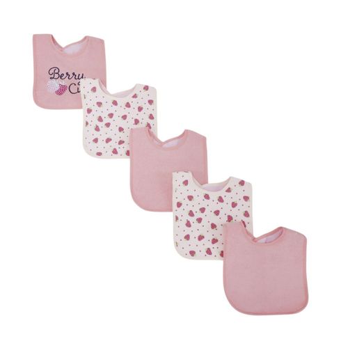 Set de 5 baberos rosados estampado para bebé niña