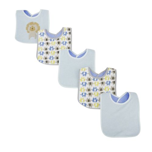 Set de 5 baberos celeste para bebé niño