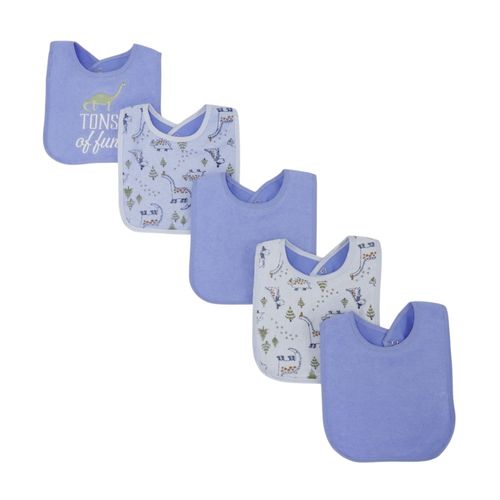 Set de 5 baberos celestes estampados para bebé niño