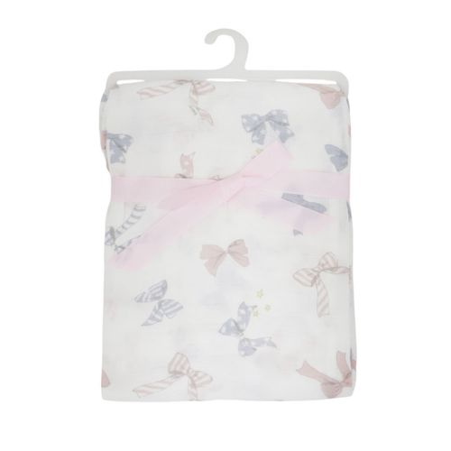 Frazada muselina estampada de moños para bebé