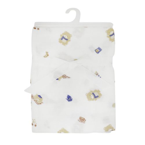 Frazada muselina con estampado de oso para bebé