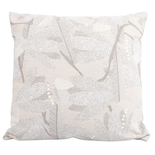 Cojín decorativo cuadrado jacquard diseño hojas abstractas 45x45 cm