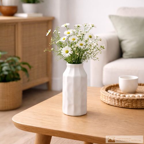 Florero decorativo con diseño geométrico 7x17 cm