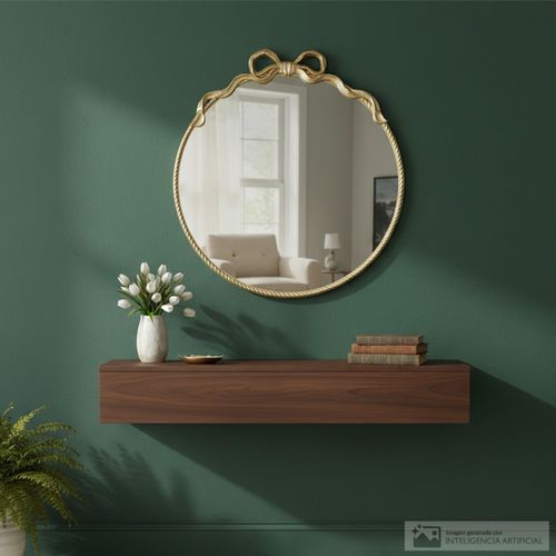 Espejo redondo metalico con chonga 60x60cm