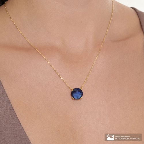 Collar con zafiro de plata en baño de oro 46 cm-1 mm para mujer