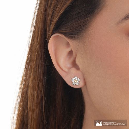 Aretes cortos en forma de estrella de plata para mujer