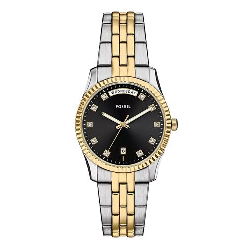 Reloj Fossil análogo de acero inoxidable bicolor para mujer