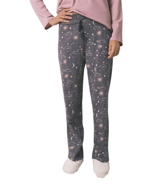 Pantalón de pijama Women Secret gris estampado de cintura alta para mujer