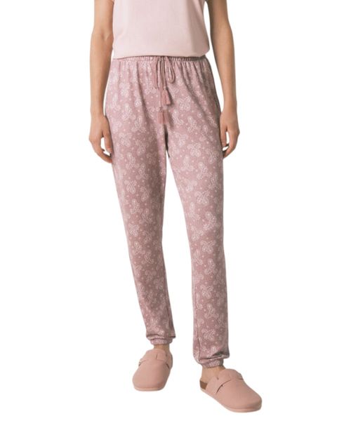 Pantalón de pijama Women Secret rosado estampado cintura alta para mujer