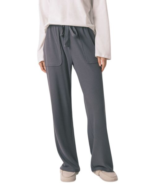 Pantalón de pijama Women Secret gris con textura cintura alta para mujer