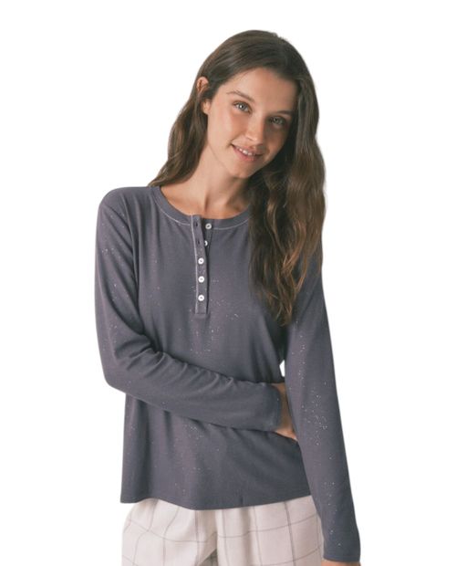 Camiseta de pijama Women Secret gris con brillos para mujer