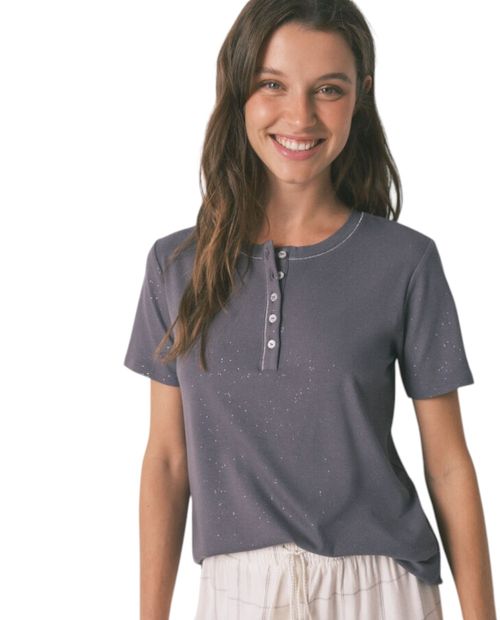 Camiseta de pijama Women Secret gris con brillos para mujer