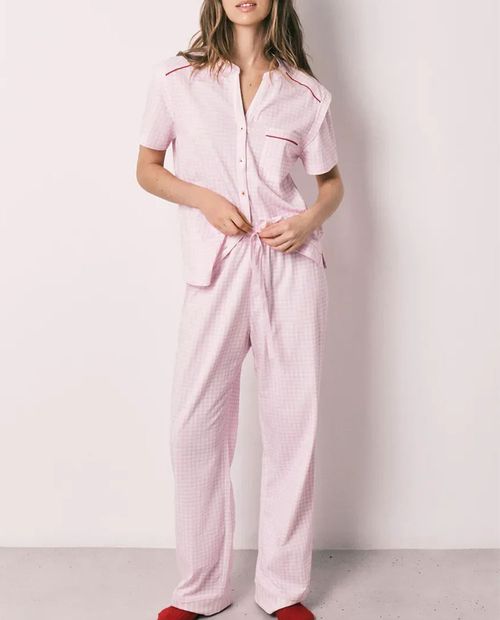 Pijama con pantalón Women Secret cuadriculada para mujer