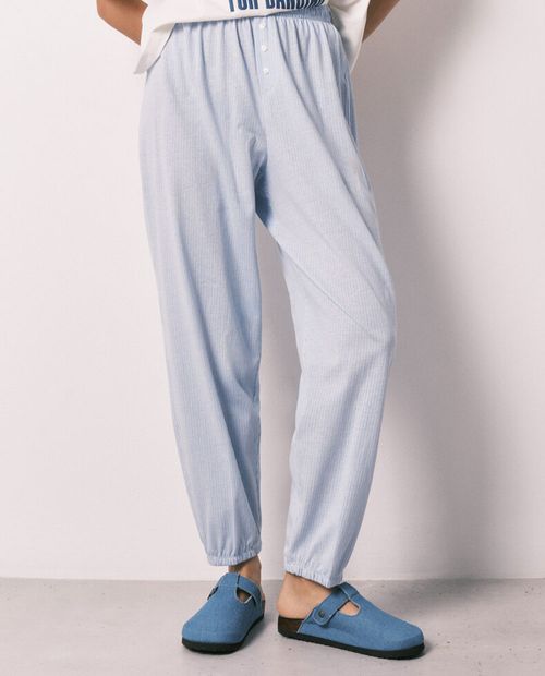 Pantalón de pijama Women Secret rayado cintura alta para mujer