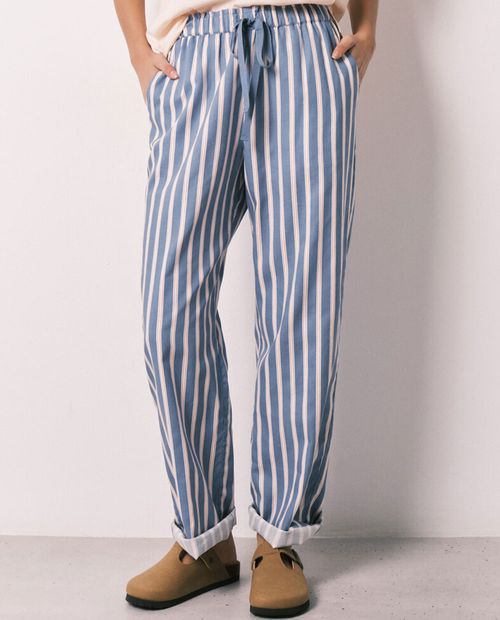 Pantalón de pijama Women Secret rayado cintura alta para mujer
