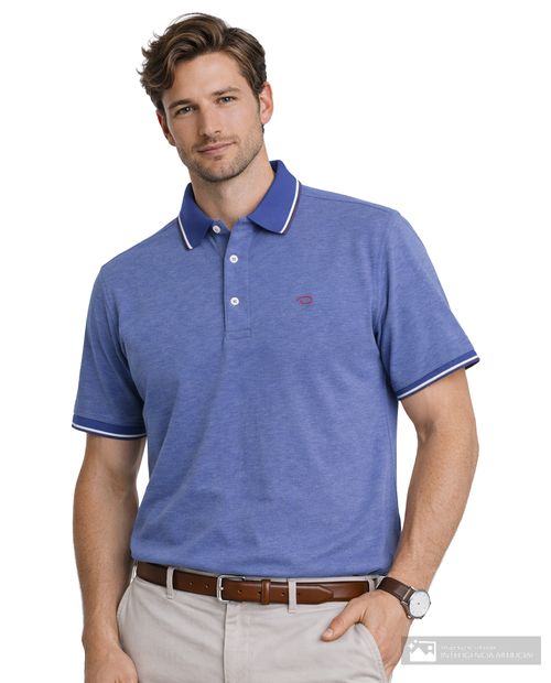 Camisa polo Oscar de la Renta regular fit azul texturizada para hombre