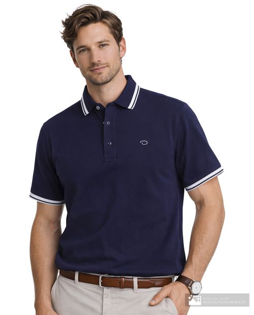 Camisa polo Oscar de la Renta classic fit azul navy sólido para hombre