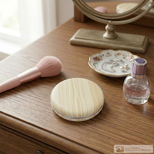 Espejo redondo con acabado tipo madera surtido 7 cm