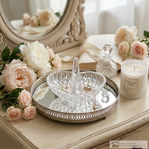 Joyero de bandeja de vidrio con forma de corazón 7x9 cm