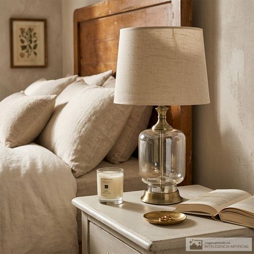 Lámpara de mesa con base de vidrio 60.5x30 cm