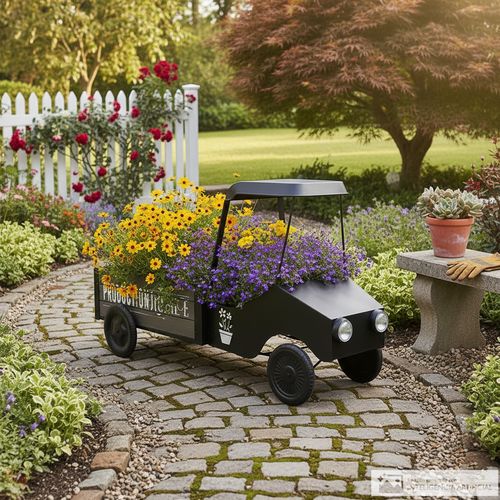 Camión metálico decorativo para jardín 80x45 cm