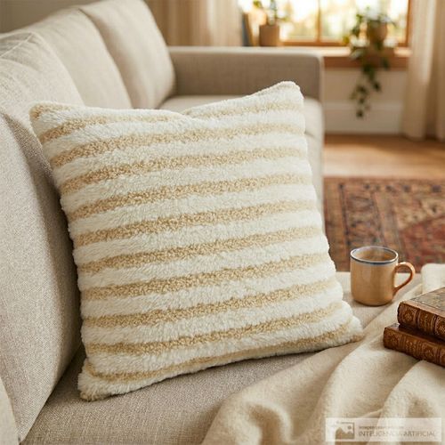 Cojín cuadrado de poliéster con líneas y textura 45x45 cm