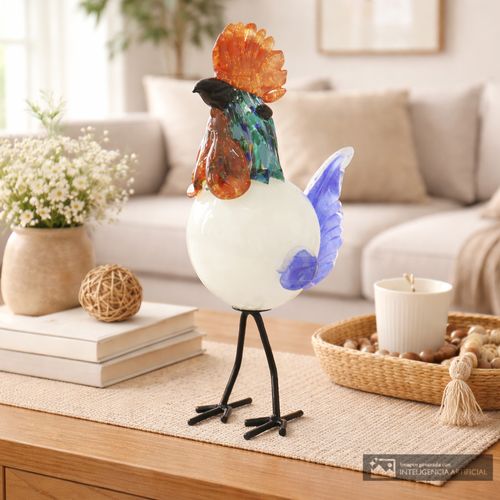 Figura decorativa gallina de vidrio 28x11x16 cm