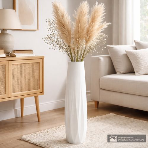 Florero de cerámica decorativo con textura geométrica 12x61 cm