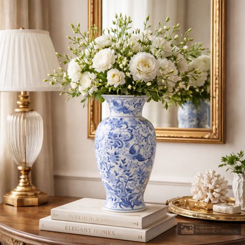 Jarrón decorativo de cerámica con diseño floral 15x39 cm