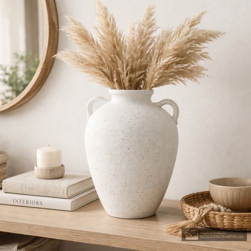 Jarrón decorativo de cerámica con asas 16x37 cm