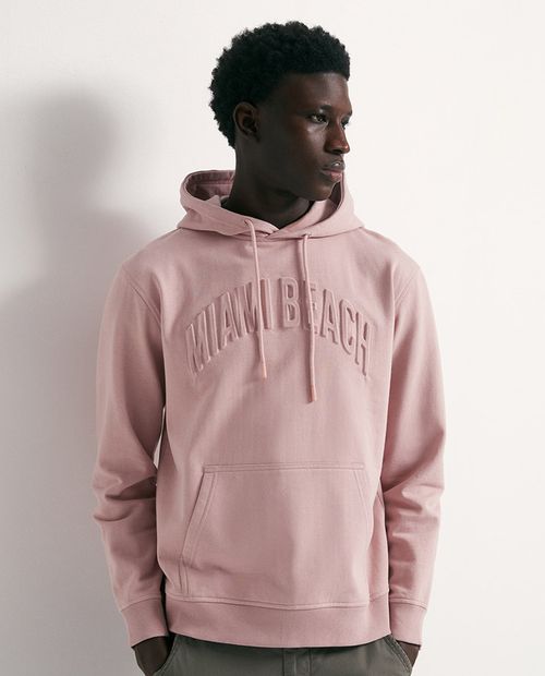 Suéter hoodie Sfera regular fit rosado con relieve para hombre