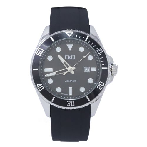 Reloj Q&Q análogo de silicón negro para hombre