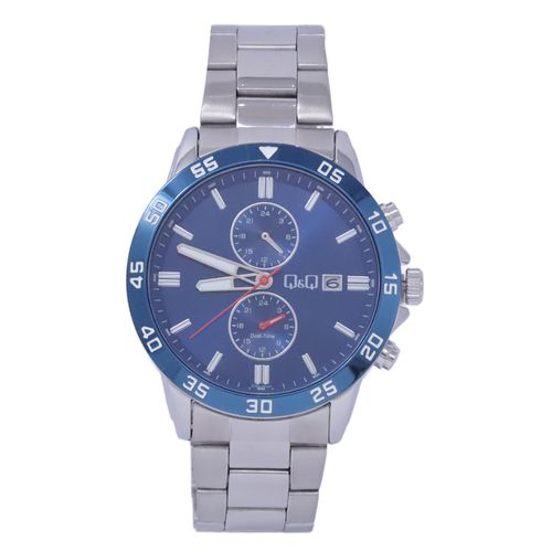 Reloj Q&Q análogo metálico con esfera azul para hombre