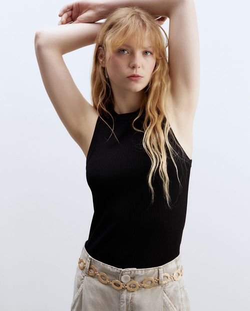 Blusa Sfera casual negra sin mangas para mujer