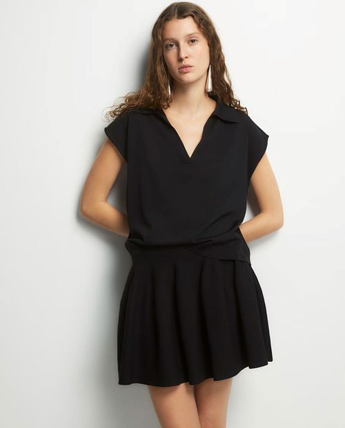 Blusa Sfera estilo polo sólida manga corta para mujer