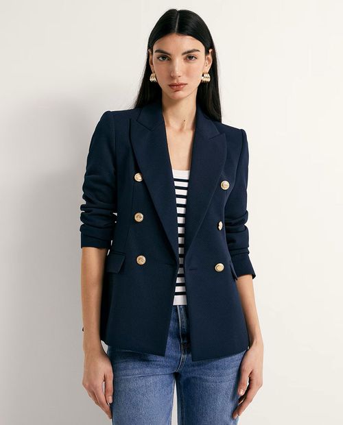 Blazer Sfera azul con textura para mujer