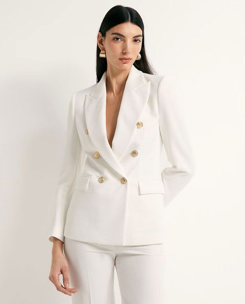 Blazer Sfera blanco con textura para mujer