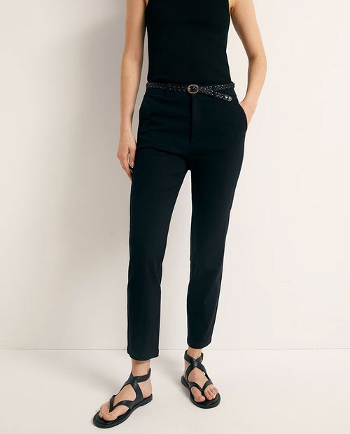 Pantalón Sfera chino negro de cintura media para mujer