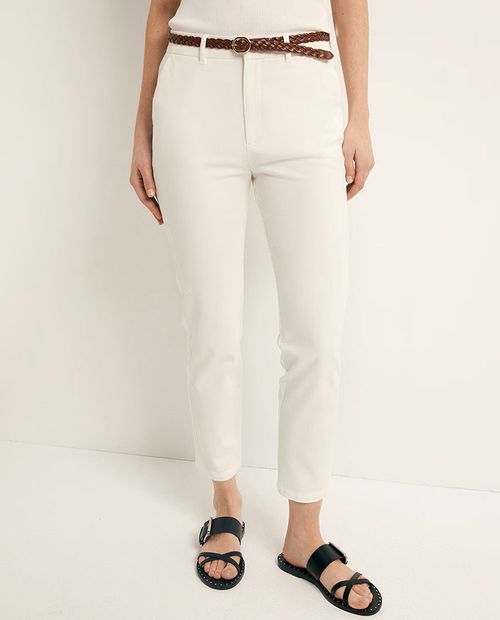 Pantalón Sfera chino blanco de cintura media para mujer