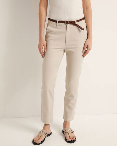 Pantalón Sfera chino beige de cintura media para mujer