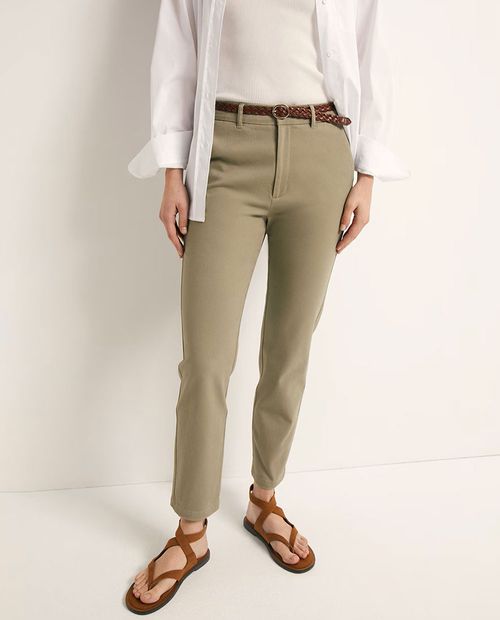 Pantalón Sfera chino verde de cintura media para mujer