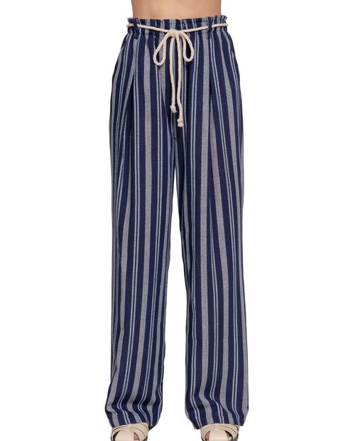 Pantalón Active Basic wide leg rayado cintura alta para mujer