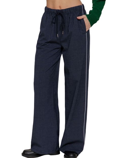 Pantalón Active Basic wide leg cuadriculado cintura alta para mujer
