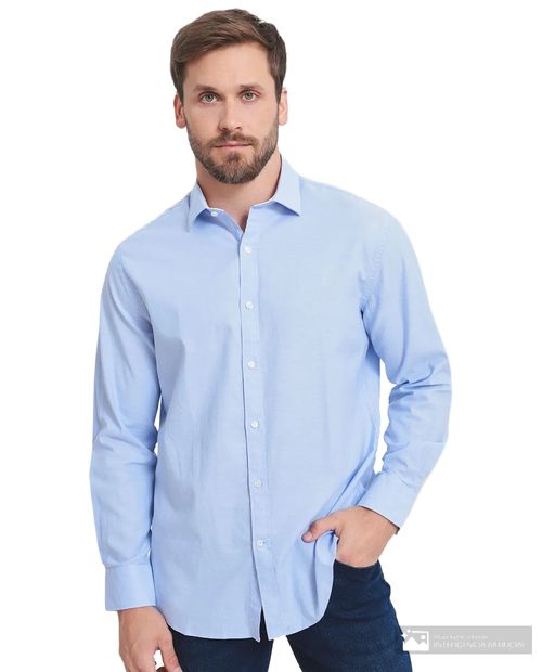 Camisa formal Tommy Hilfiger slim fit celeste sólida para hombre