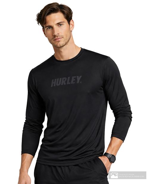 Camiseta rashguard Hurley negra estampada para hombre