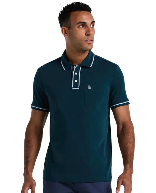 Camisa polo Penguin slim fit turquesa sólida para hombre