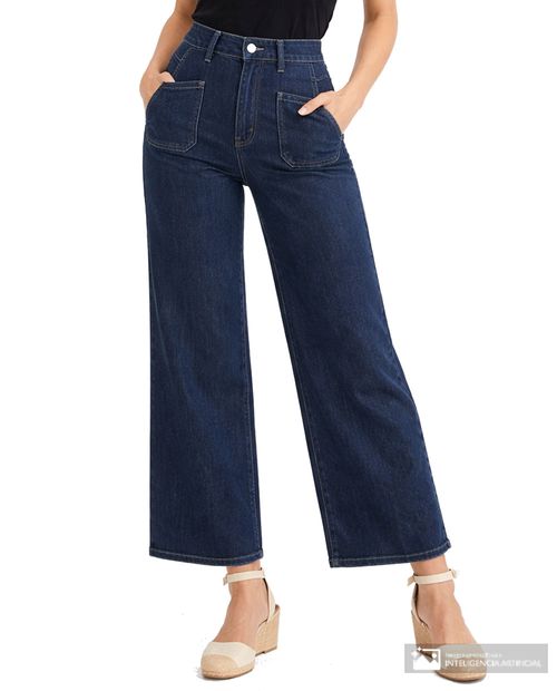 Jeans Sabrina wide leg azul de cintura alta para mujer