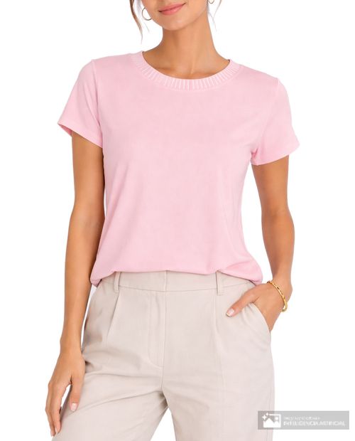 Camiseta Sabrina rosada manga corta para mujer