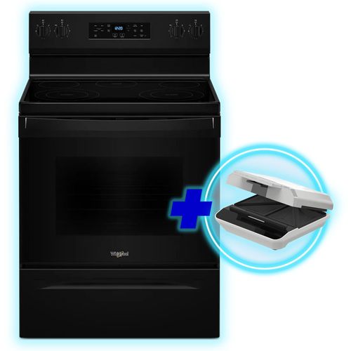 Combo Cocina eléctrica Whirlpool 76 cm (30") con limpieza a vapor WFES3330RB + Sandwichera placas antiadherentes 2 porciones easy clean